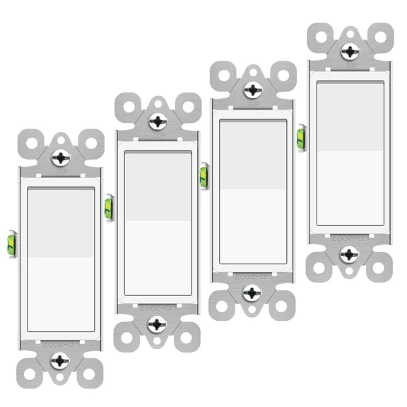 BEST- 4Pk 3-Way Wall Light Switch On/Off Rocker Paddle Switch 15A 120/277V Home Office