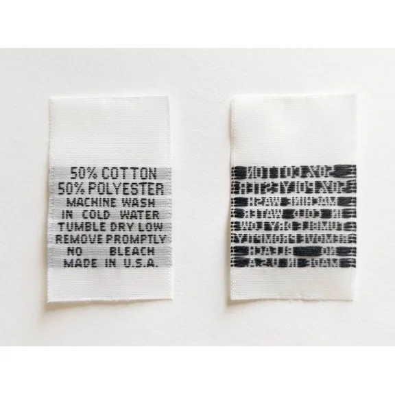 BEST- 50/50 Poly/Ctn White Clothing Sewing Care Tags Labels - 100 Pieces