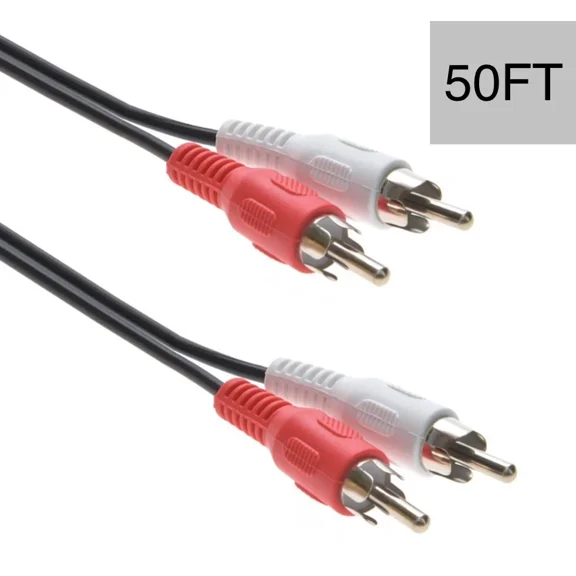 BEST- 50 Ft Rca Stereo Audio Cable 2 Rca Male To 2 Rca Male, 15M, Cd Player Dj Mixer