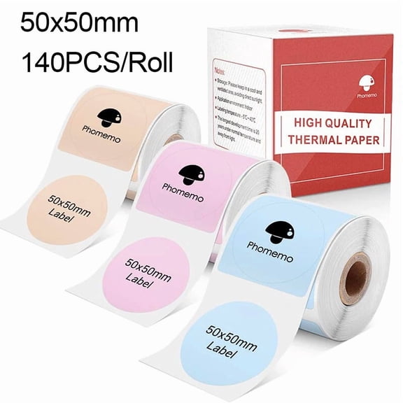 BEST- 50 X 50Mm 140Pcs Self-Adhesive Thermal Label Sticker Paper For Phomemo M110 M220