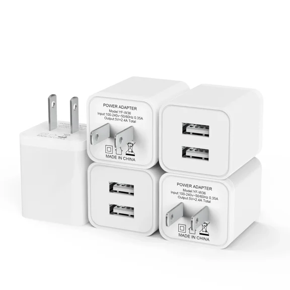 BEST- 5Pack Usb Wall Charger, Igenjun 2.4A Dual Usb Port Cube Power Plug Adapter Fast