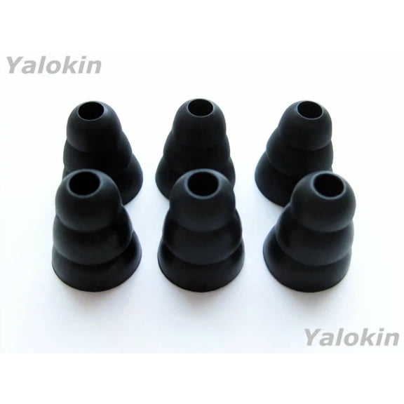 BEST- 6 Large (L) Black Triple Flange Replacement Eartips Buds For Monster Earphones