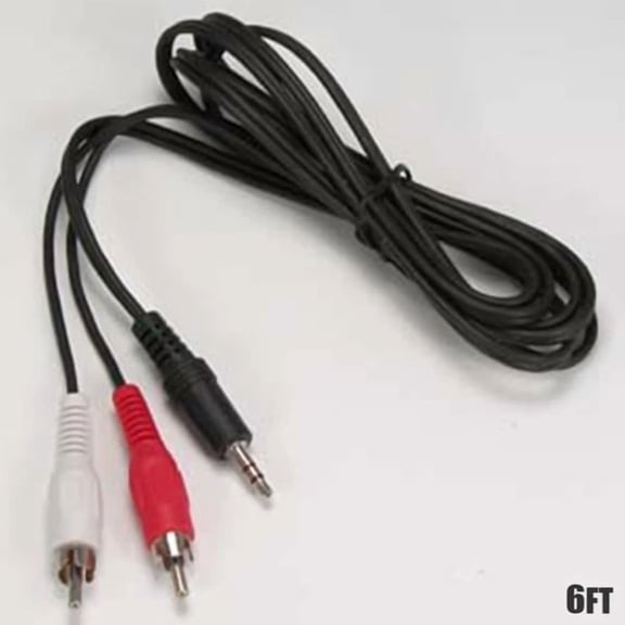 BEST- 6Ft 3.5Mm 1/8" Stereo Male To 2 Rca Male Aux Audio Cable Cord Pc Mp3 Black