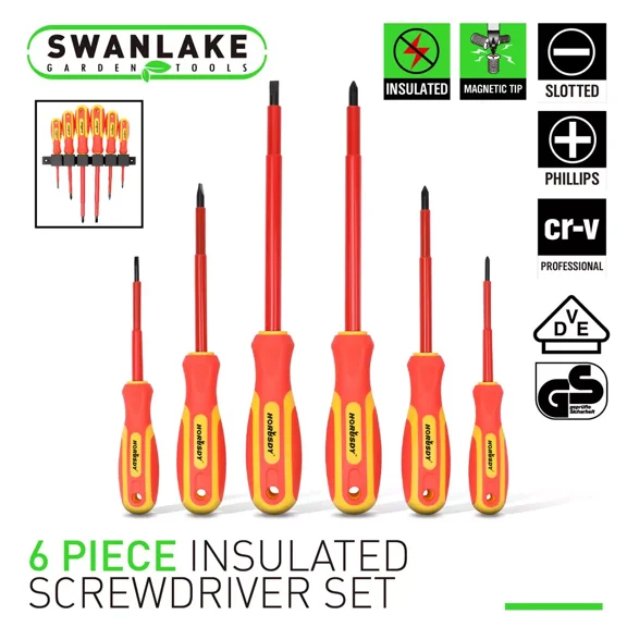 BEST- 6Pc Electrician'S Insulated Magnetic Electrical Hand Screwdriver Tool Set New