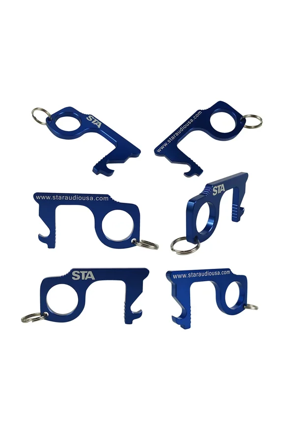 BEST- 6Pcs Contactless No Touch Door Opener Brass Keychain Tool W/ Touchscreen Stylus
