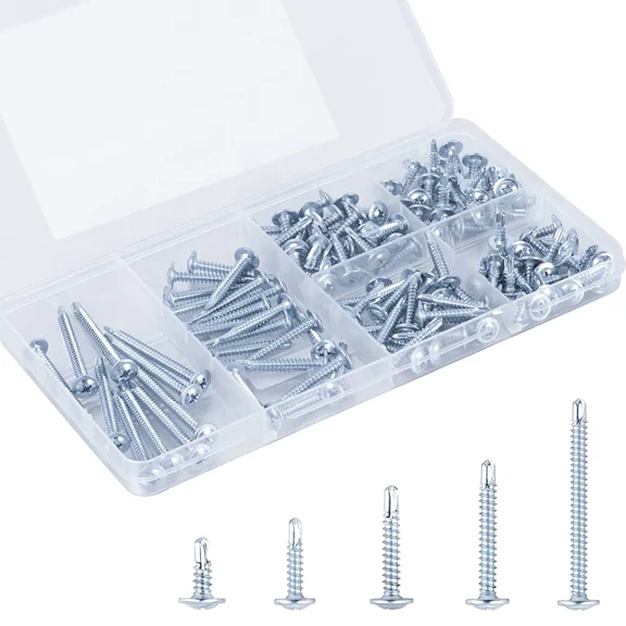BEST- #8 Self Tapping Screws Kit, 125 Pcs Galvanized Truss Head Assortment
