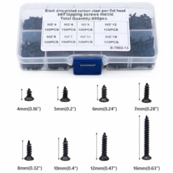 BEST- 800Pcs M2 Self Tapping Screws Assortment Set Phillips Head Micro Screws Kit