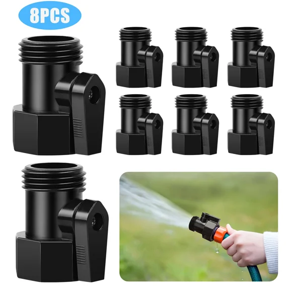 BEST- 8Pcs 3/4'' Garden Stop Valve Straight Abs Quick Connect Shut Off Valve