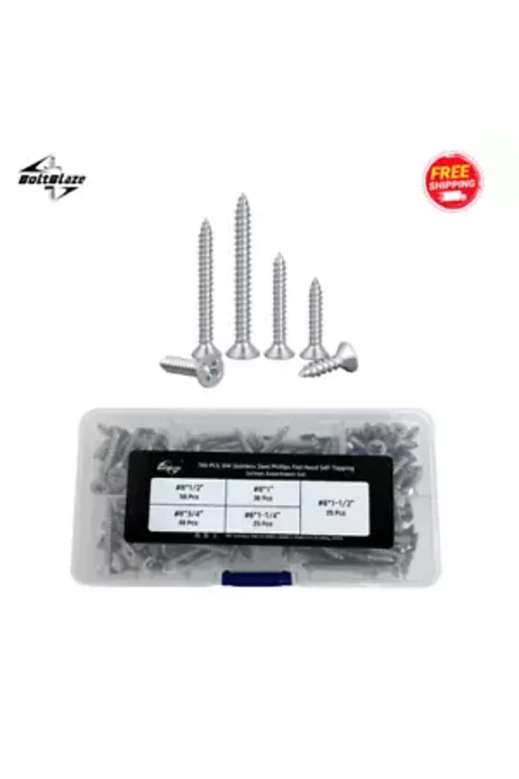 BEST- Assorted 160-Piece Wood Screws  Self-Tapping, Flat Head, 304 Stainless