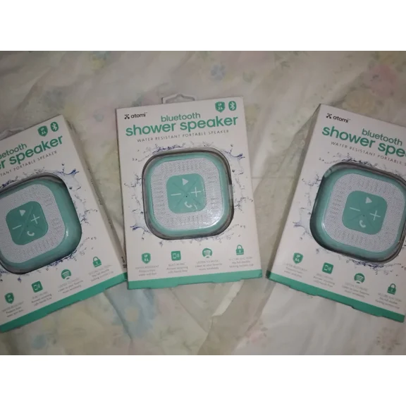 BEST- Atomi Bluetooth Shower Speaker Water Resistant Portable Teal Built-In Mic. V11