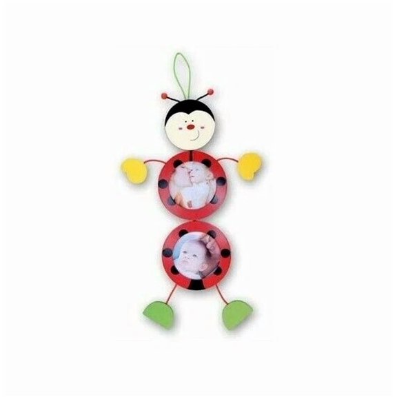BEST- Baby Boys Girls Wooden Fun Photo Frame Ladybug Red Black Hang On Wall Picture