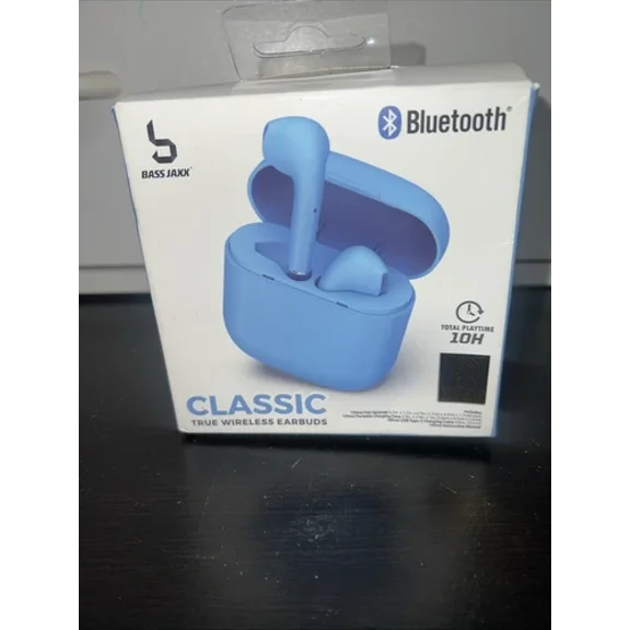 BEST- Bass Jaxx Blue Bluetooth Classic True Wireless Earbuds With Touch Control New!!