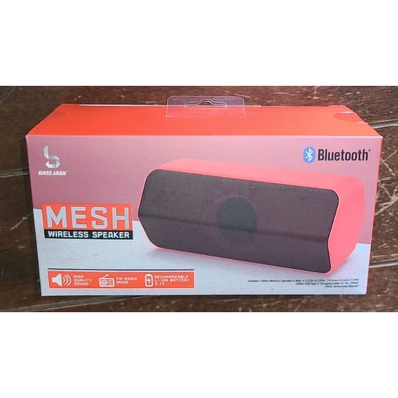 BEST- Bass Jaxx Mesh Wireless Speaker W/Bluetooth #Sp-0238-Red