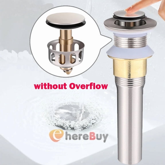 BEST- Bathroom Sink Drain Without Overflow - 1 5/8" Drain Opening, Pop Up Vessel Drain
