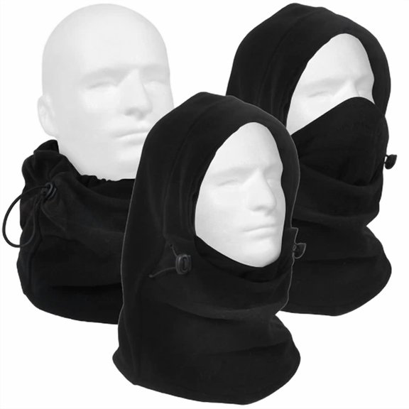 BEST- Black Double Fleece Layer 3-In-1 Winter Balaclava, Neck Gaitor & Face Mask