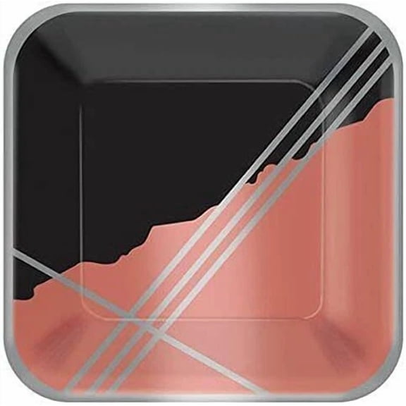 BEST- Black Facet Modern Garden Cocktail Party 9" Square Paper Dinner Plates