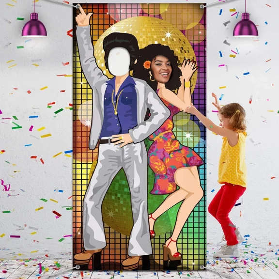 BEST- Blulu Disco Party Decoration 70S Dance Backdrop Large Disco Door Banner Photo