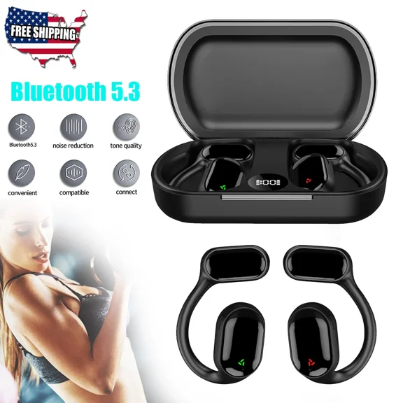 BEST- Bone Conduction Bluetooth 5.3 Headphones Wireless Earbuds Outdoor Sport Ear Hook