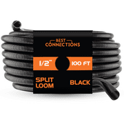 BEST CONNECTIONS 1/2" x 100 ft Split Wire Loom Flex-Guard Convoluted Tubing Protective Split Cable Sleeves for Automotive Home Industrial Electrical Wires Chemical Resistant Conduit Black