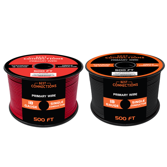 BEST CONNECTIONS 18 Gauge Automotive Primary Wire (Red & Black 500ft Each) Ideal for Trailers and Lighting Circuits | Durable Primary/Remote, Power/Ground Electrical Wiring