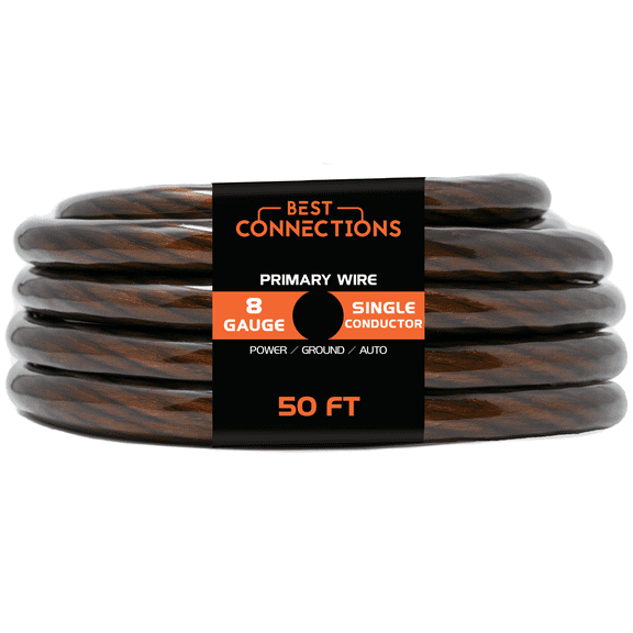 BEST CONNECTIONS 8Ga 50ft Black Translucent Power/Ground Electrical Auto Wire