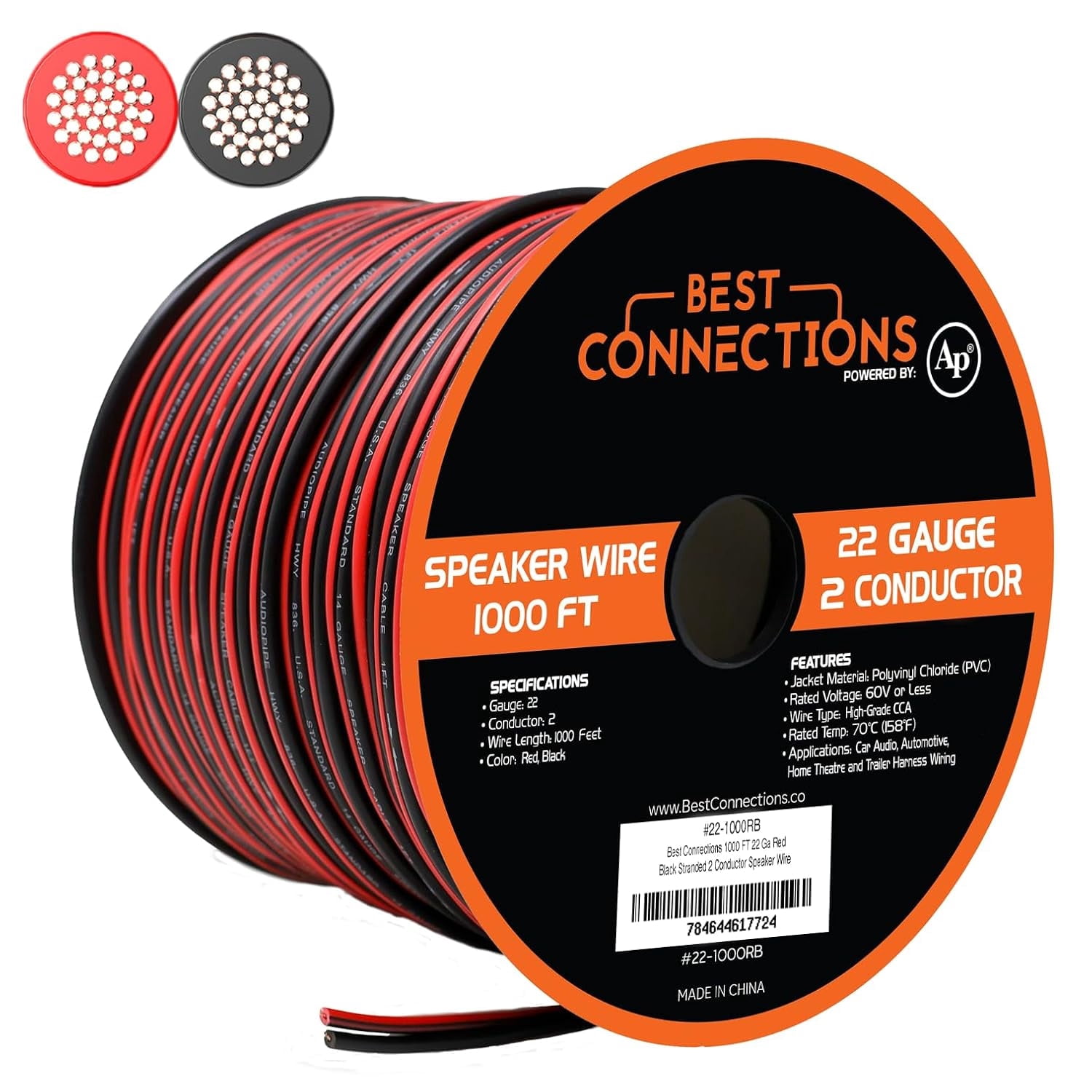 BEST CONNECTIONS Speaker Zip Wire Primary Bonded Red & Black Stranded Cable Speaker Wire Car Audio Automotive Home Theatre