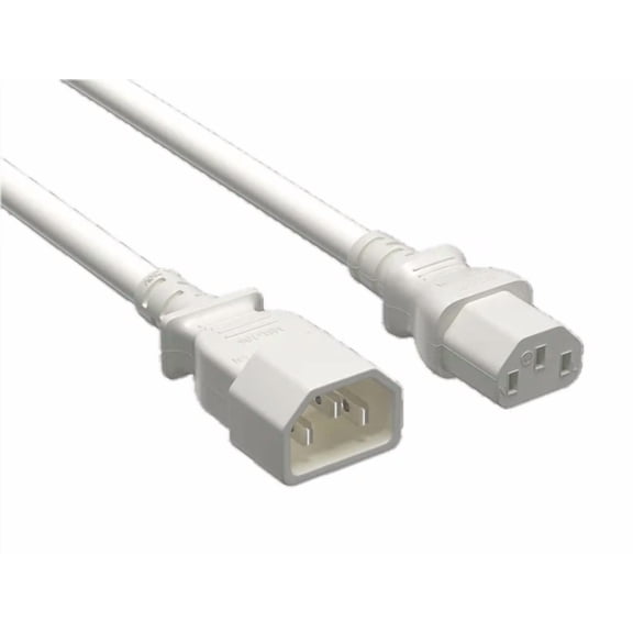 BEST- Cable Leader 2Ft C13 To C14 Heavy-Duty Power Extension Cord 14 Awg 15A White