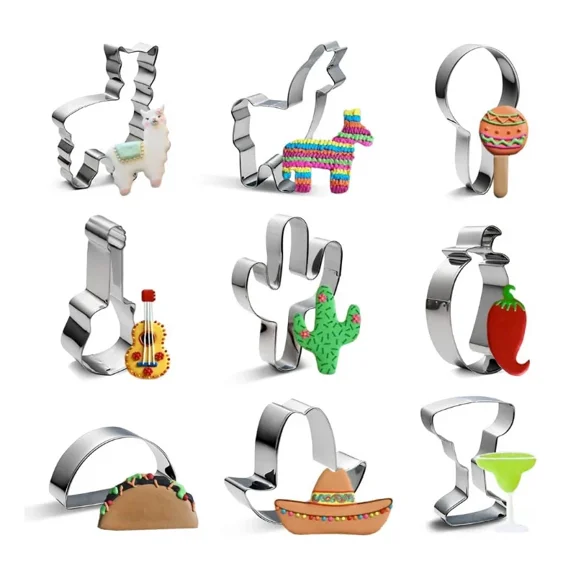 BEST- Cactus Chili Alpaca Cookie Cutter Set (9 Pack)- Stainless Steel