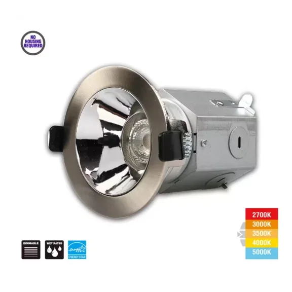 BEST- Canless Recessed Light 3" Integrated Led Brushed Nickel Cct Silver Reflector