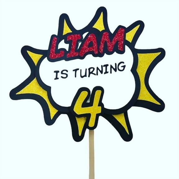 BEST- Comic Book Cake Topper, Superhero Cake Topper