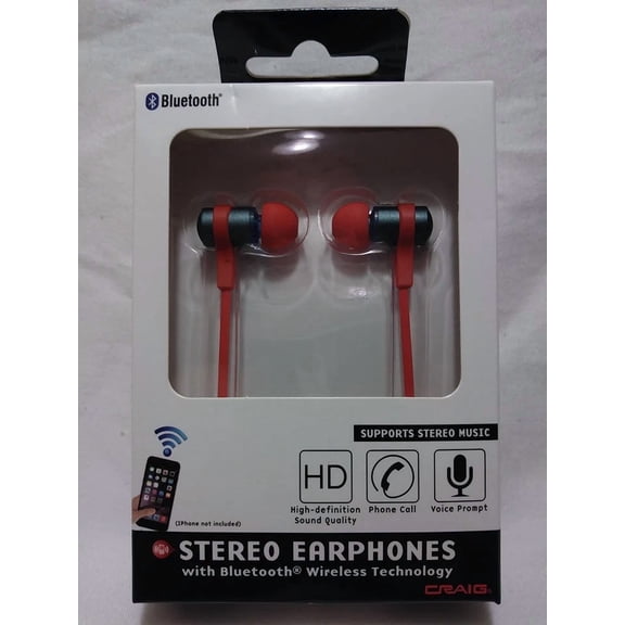 BEST- Craig Cbh515Odrd Red Bluetooth Stereo Earphones With