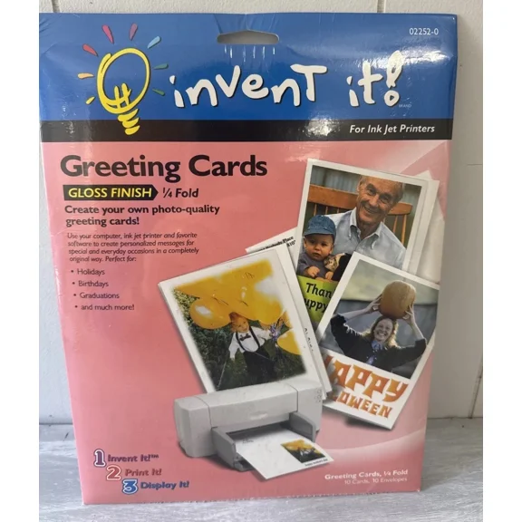 BEST- Create Your Own Greeting Cards 1/4 Fold 10 Cards 10 Envelopes Gloss Finish 1999