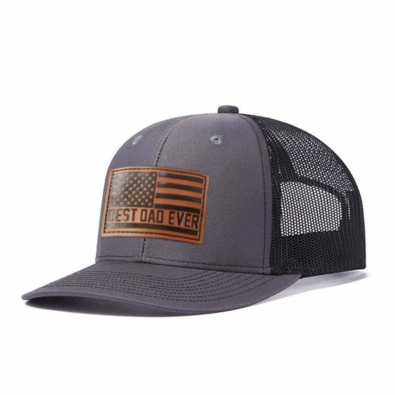 BEST DAD EVER letter leather label pattern, suitable for travel and casual outfits, breathable outdoor baseball cap for men, adjustable