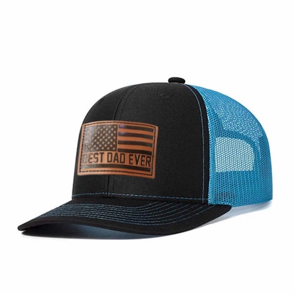 BEST DAD EVER letter leather label pattern, suitable for travel and casual outfits, breathable outdoor baseball cap for men, adjustable
