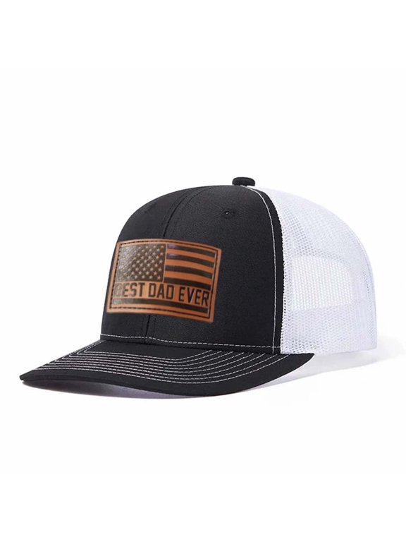 BEST DAD EVER letter leather label pattern, suitable for travel and casual outfits, breathable outdoor baseball cap for men, adjustable