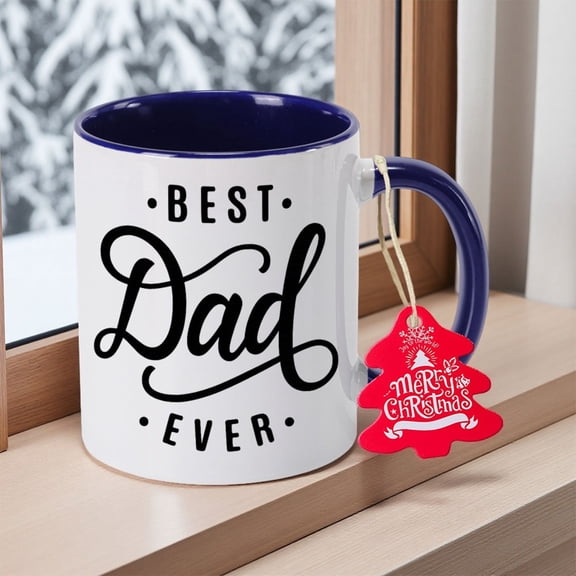 with BEST Dad EVER Print 11oz 350mlCeramic Coffee Mug Coffee Cup Unique Gift Idea Souvenir Collection Piece Christmas Gift for Neighbors Milk Cup Halloween Gift for Relatives for Dad Anniversary Gift