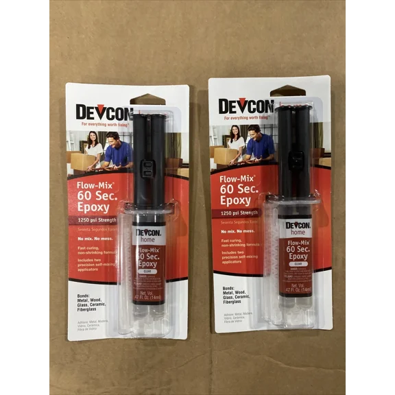 BEST- Devcon Flow-Mix 60 Second Epoxy 1250 Psi Lot Of 2
