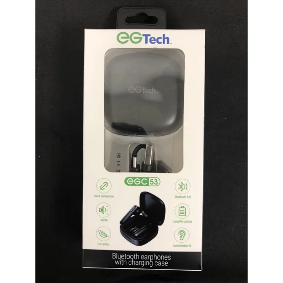BEST- Eg Tech Egc53 Wireless Bluetooth Earphones With Charging Case Brand New In Box!