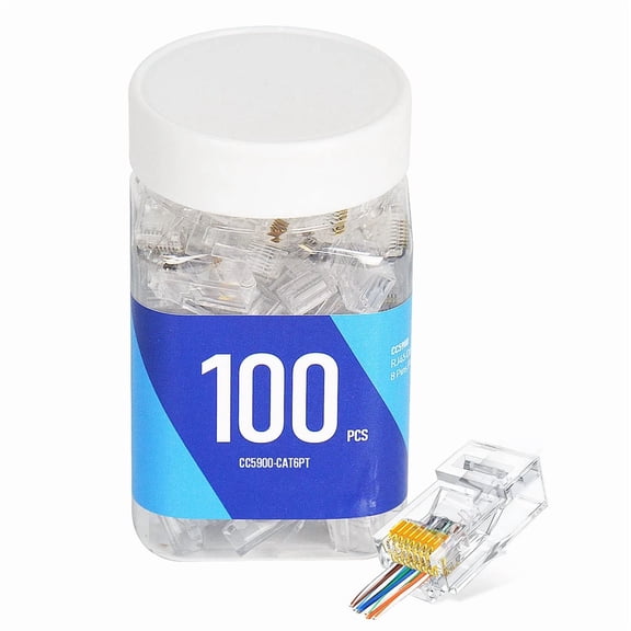 BEST- Ens Cat6 Rj45 Pass Through Connector, Modular Plugs End For Cat6 Cable, 100 Pcs