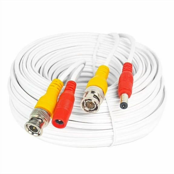 BEST- Ens Premade Bnc Video Power Cable 100Ft, All-In-One, White