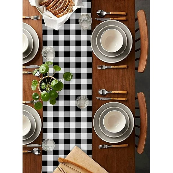 BEST- Farmhouse Chic: Buffalo Plaid Table Runner - 14X108 Inches