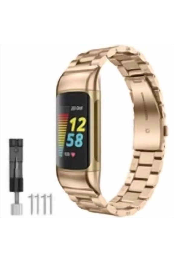 BEST- For Fitbit Charge 5 Watch Band Solid Stainless Steel Strap Replacement Wristband