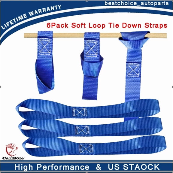 BEST- For Scooters Dirtbikes Garden Equipment 6Pack Soft Loop Tie Down Straps Ratchet