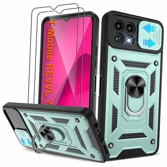 BEST- For T-Mobile Revvl 7 5G Case With (2 Pcs) T-Mobile Revvl 7 5G 6.58" Dark Green