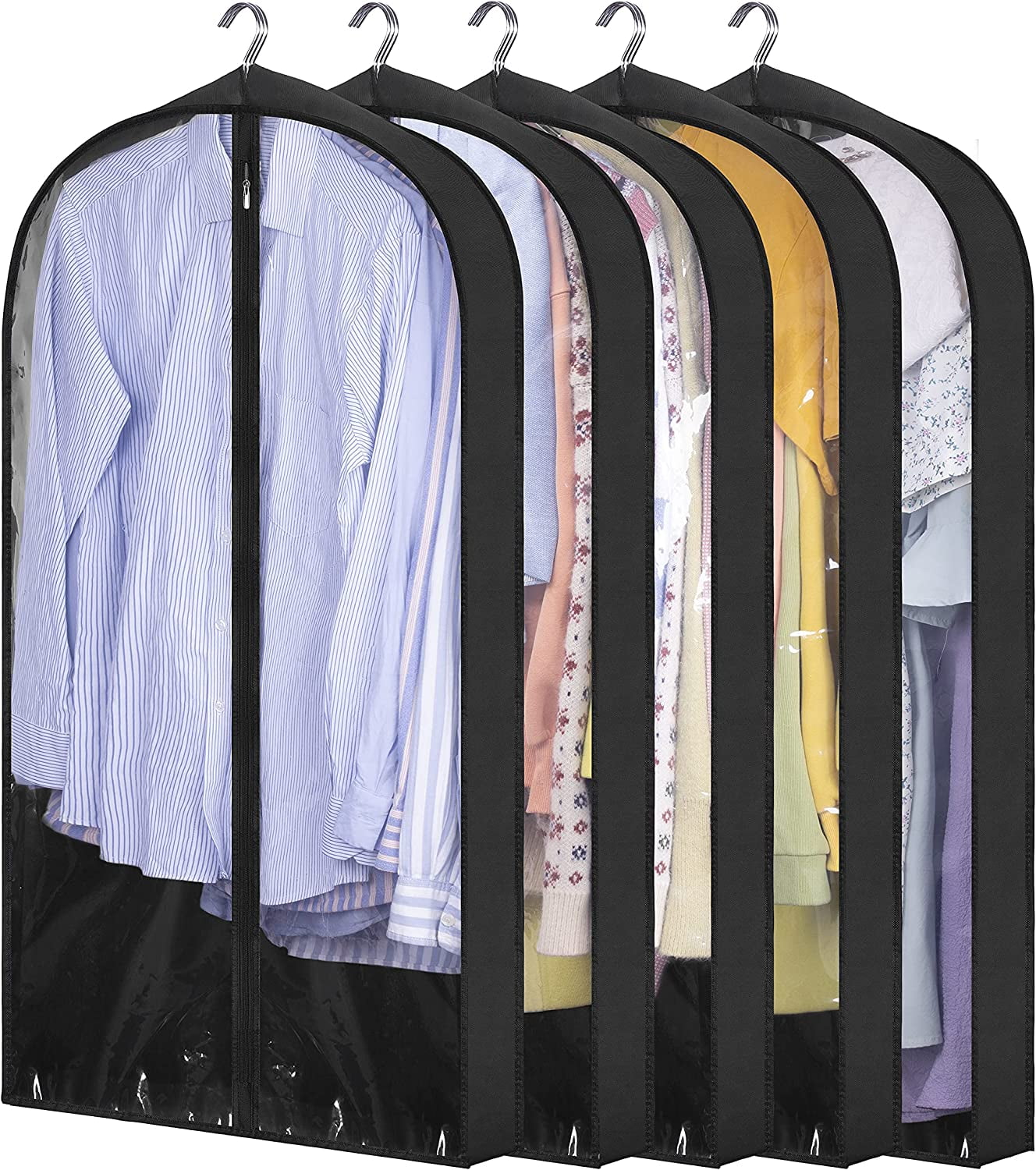 40 Garment Bags for Travel, Suits Bag with 4 Gusset for Hanging Clothes  Closet Organizer Storage Protector Cover Clear Moth Dust Proof Breathable