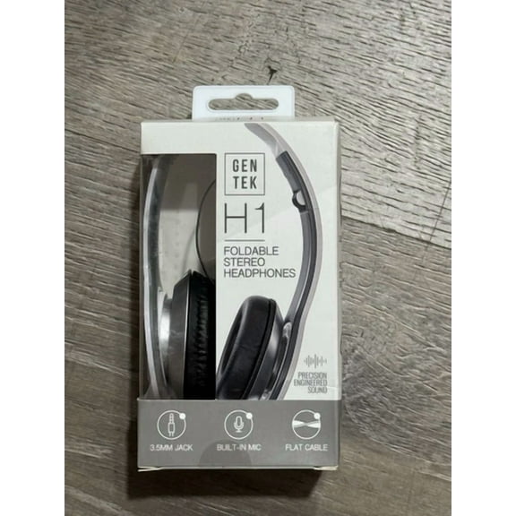BEST- Gentek H1 Foldable Stereo Headphones With Built In Mic. White