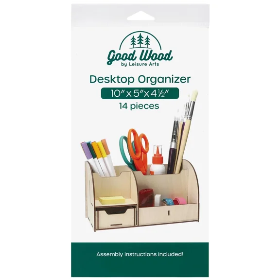BEST- Good Wood By Leisure Arts Slotted Desktop Organizer
