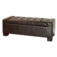 thumbnail image 1 of BEST Guernsey Brown Leather Storage Ottoman Bench, 1 of 2