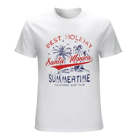 BEST HOLIDAY SANTA MONICA Men’s Graphic T-shirt Vintage Short Sleeve Sport Tee White M