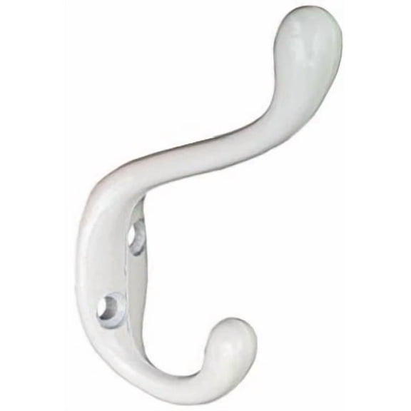 BEST- Hat & Coat Hook, Heavy-Duty, White, Holds 75-Lbs. -N266-049